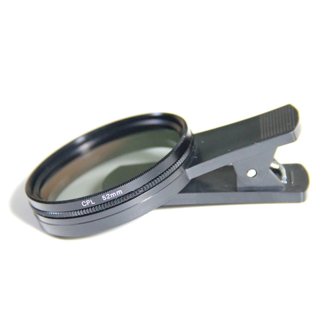 Clip-On CPL Circular Polarizer Filter 52mm Phone Camera Lens Clip Filter for Universal Phone & 52mm Camera Lens Compatible