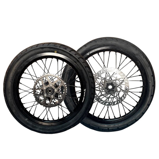 Arctic Leopard XE Pro 17" Front and 16" Rear Supermoto Wheel and Tire Set (AL XE OEM)